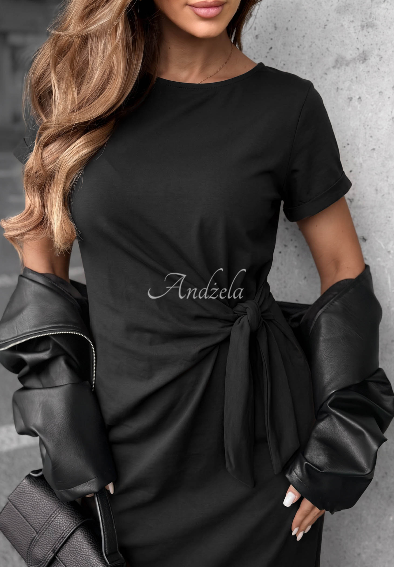 Kleid aus Baumwolle mit Bindeband Lady Perfection Schwarz