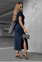 Kleid midi z wiązaniem i rozcięciem Lady Perfection Schokoladenbraun