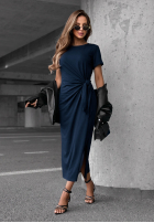 Kleid midi z wiązaniem i rozcięciem Lady Perfection Schokoladenbraun