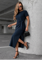 Kleid midi z wiązaniem i rozcięciem Lady Perfection Schokoladenbraun