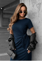 Kleid midi z wiązaniem i rozcięciem Lady Perfection Schokoladenbraun