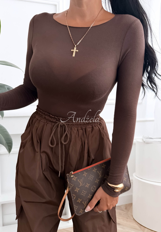 Bluse mit Modal Not Sorry Schokoladenbraun