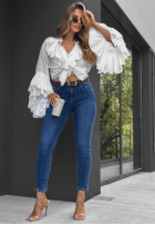 Hose Jeans skinny z paskiem Lost Again dunkelblau