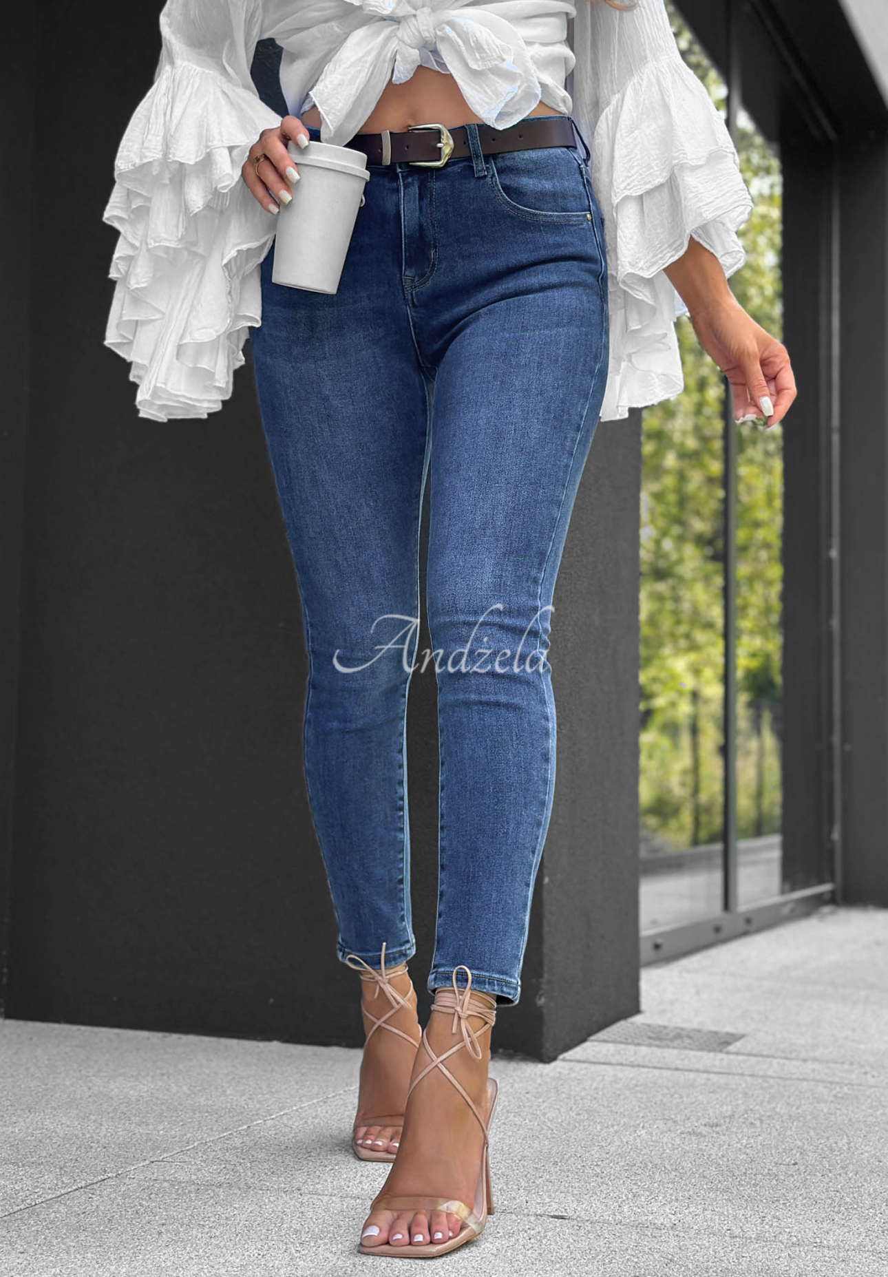 Skinny Jeans mit Gürtel Lost Again dunkelblau