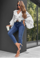 Hose Jeans skinny z paskiem Lost Again dunkelblau
