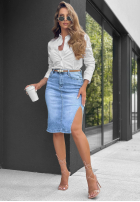 Jeans Rock midi z paskiem For The Moment Hellblau