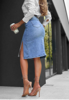 Jeans Rock midi z paskiem For The Moment Hellblau