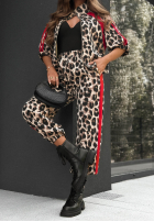 Sweat Set Sweatshirt i Hose w panterkę Leopard Touch Beige-Rot