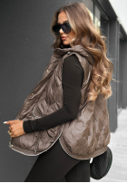 Pikowana Weste z kapturem Morning Dew Beige