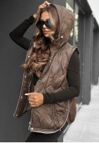 Pikowana Weste z kapturem Morning Dew Beige