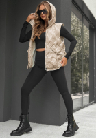 Pikowana Weste z kapturem Morning Dew Beige