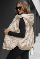 Pikowana Weste z kapturem Morning Dew Beige