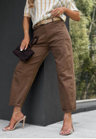 Hose Jeans balloon z paskiem True Feeling Schokoladenbraun
