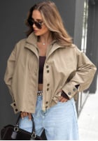 Krótka Jacke bomberka z kołnierzem Hazel Charm Beige
