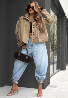 Krótka Jacke bomberka z kołnierzem Hazel Charm Beige