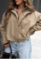 Krótka Jacke bomberka z kołnierzem Hazel Charm Beige