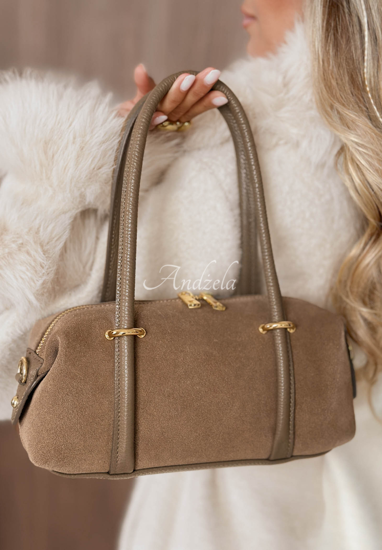 Wildlederhandtasche Morning Elegance Beige