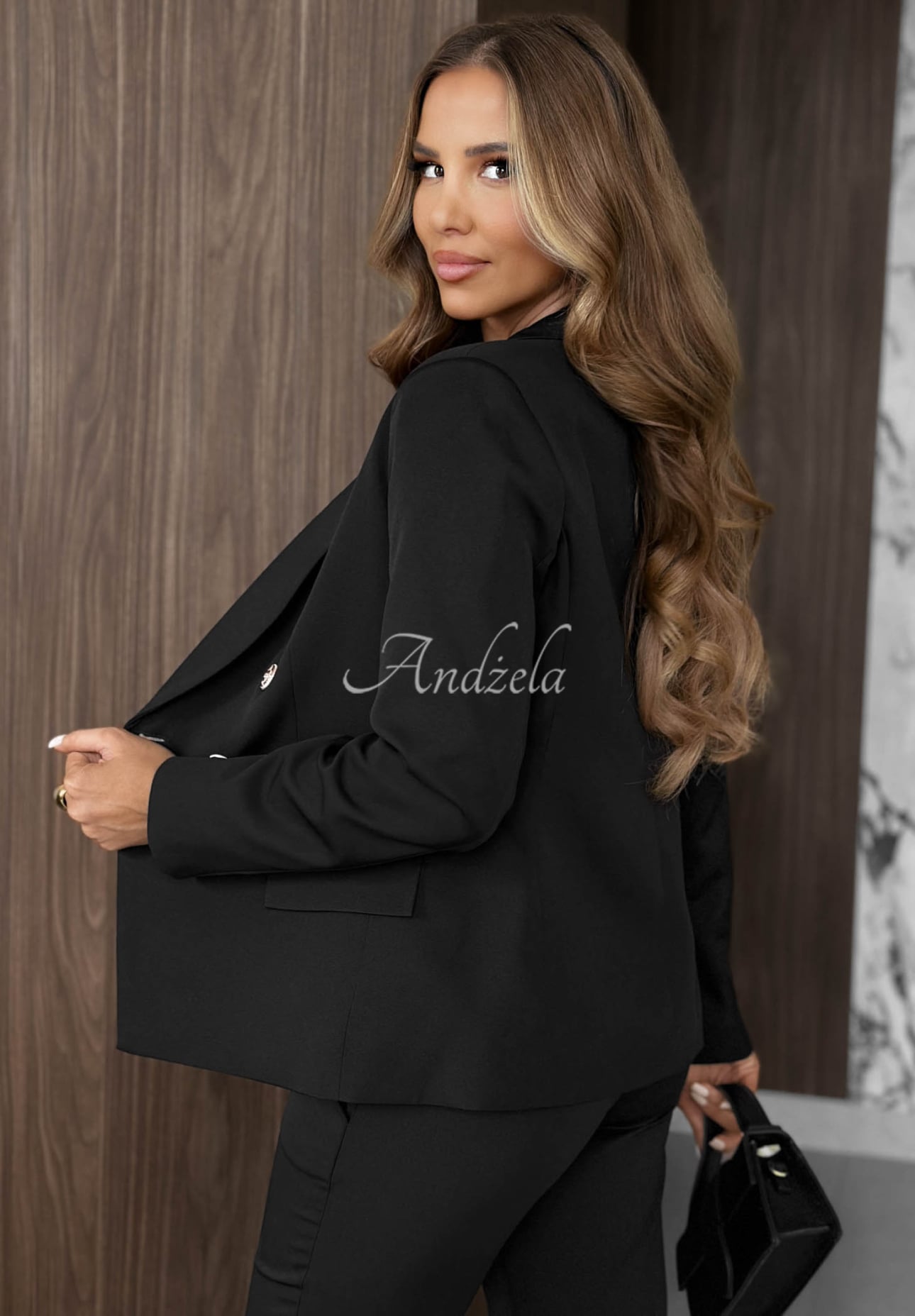 Eleganter, zweireihiger Viskoseblazer Endless Class Schwarz