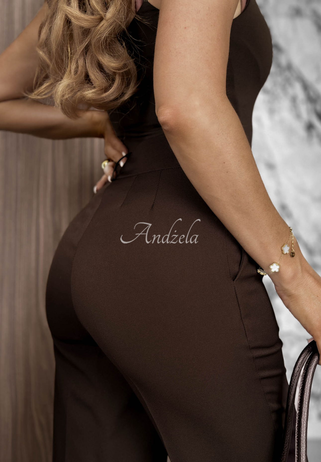 Elegante Hose wide leg aus Viskose Perfect Timing Schokoladenbraun