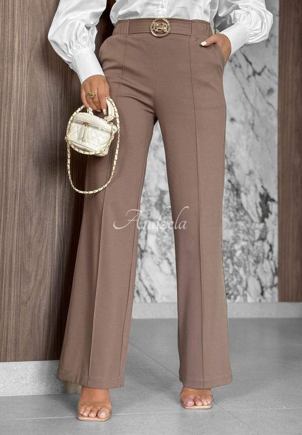 Viskosehose mit Ziern&auml;hten Classy Mood Beige