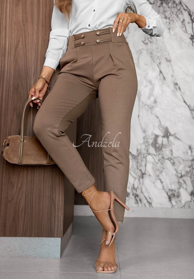 Viskosehose mit Kn&ouml;pfen Hello There Beige