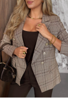 Dwurzędowa Blazer w kratę Soft Edition Mokkafarben