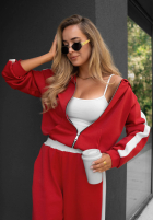 Sweat Set Sweatshirt i Hose z lampasem Lazy Sunday Rot