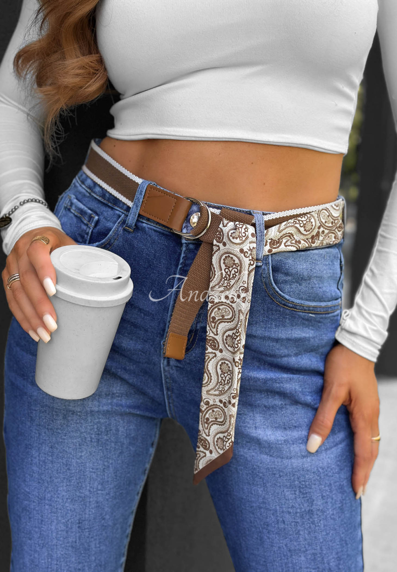 Skinny-Jeans mit Gürtel True Feeling Blau