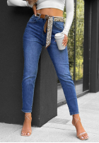 Hose Jeans mom fit z paskiem True Feeling Blau