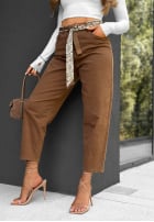 Hose Jeans mom fit z paskiem Sun Fade Camel