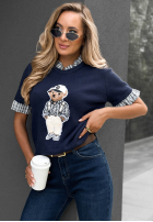 Pullover na krótki rękaw z misiem Little Teddy Schokoladenbraun