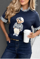 Pullover na krótki rękaw z misiem Little Teddy Schokoladenbraun