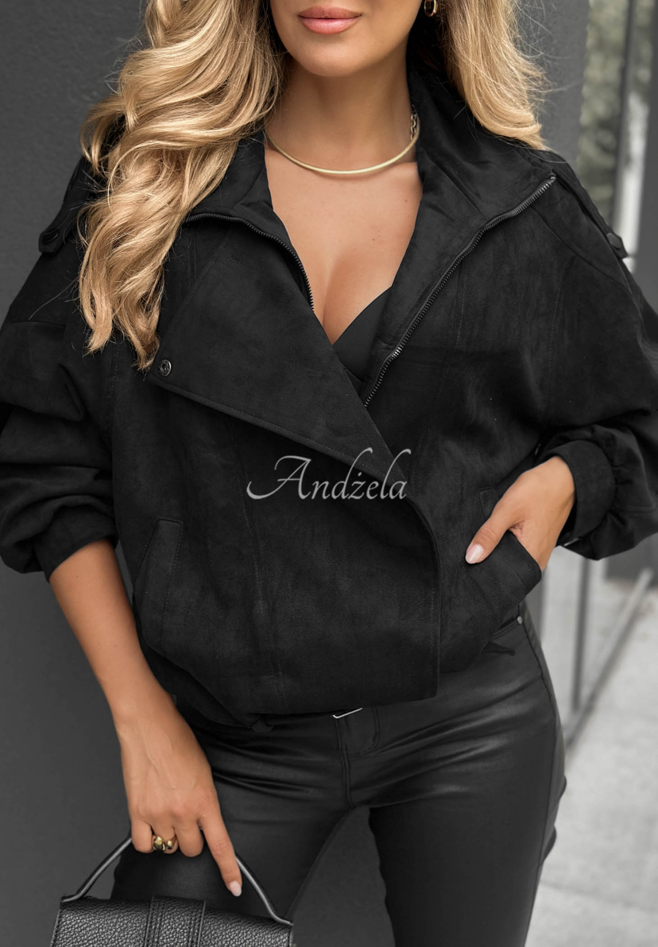 Wildlederjacke Kiss The Sky Schwarz