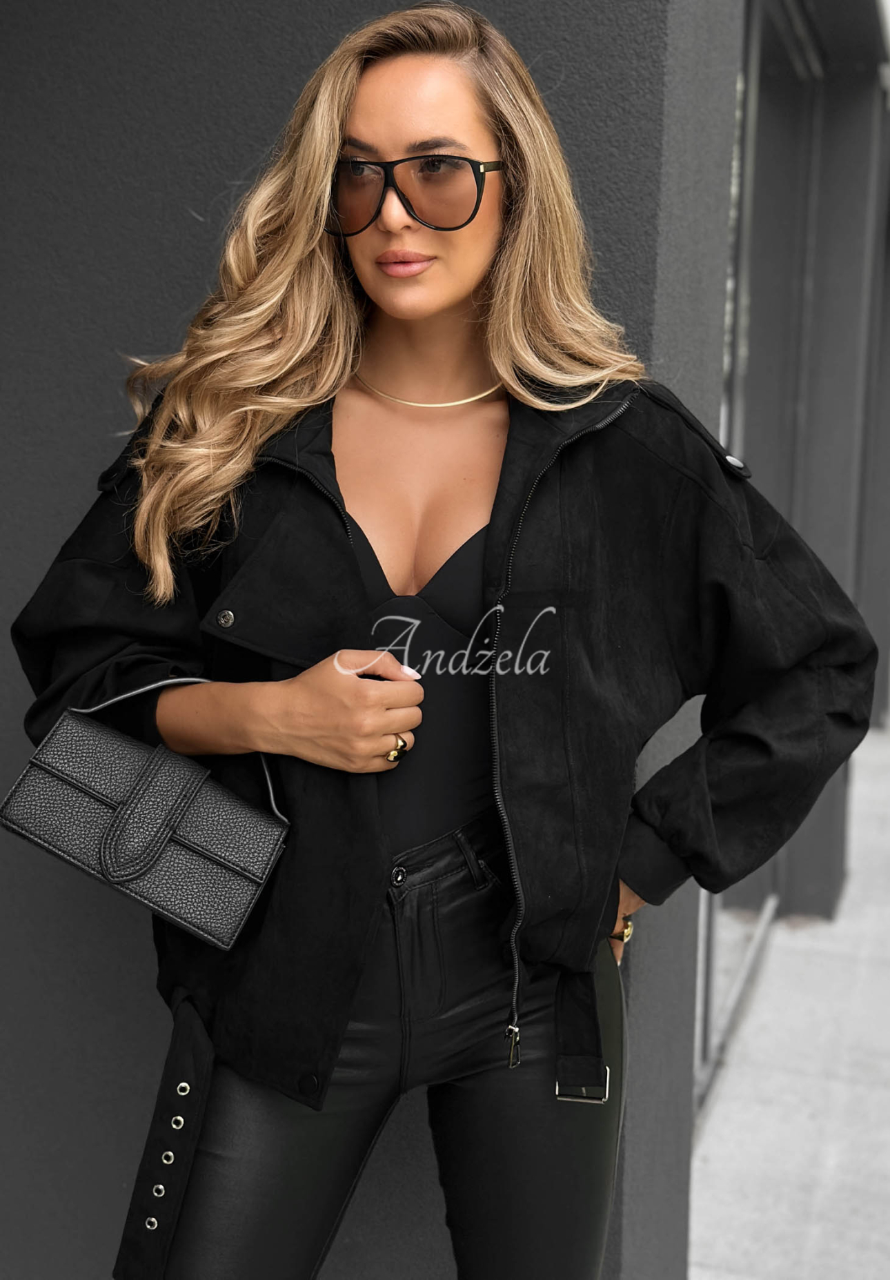 Wildlederjacke Kiss The Sky Schwarz