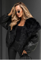 Dwustronna wzorzysta Jacke z futerkiem True Balance Schwarz