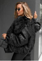 Dwustronna wzorzysta Jacke z futerkiem True Balance Schwarz