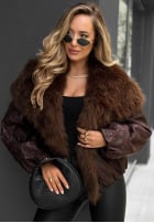 Dwustronna wzorzysta Jacke z futerkiem True Balance Schwarz
