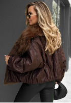 Dwustronna wzorzysta Jacke z futerkiem True Balance Schwarz