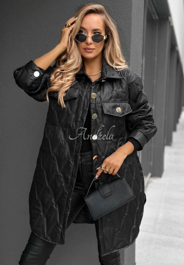 Lange Steppjacke mit Taschen Alpine Whisper Schwarz
