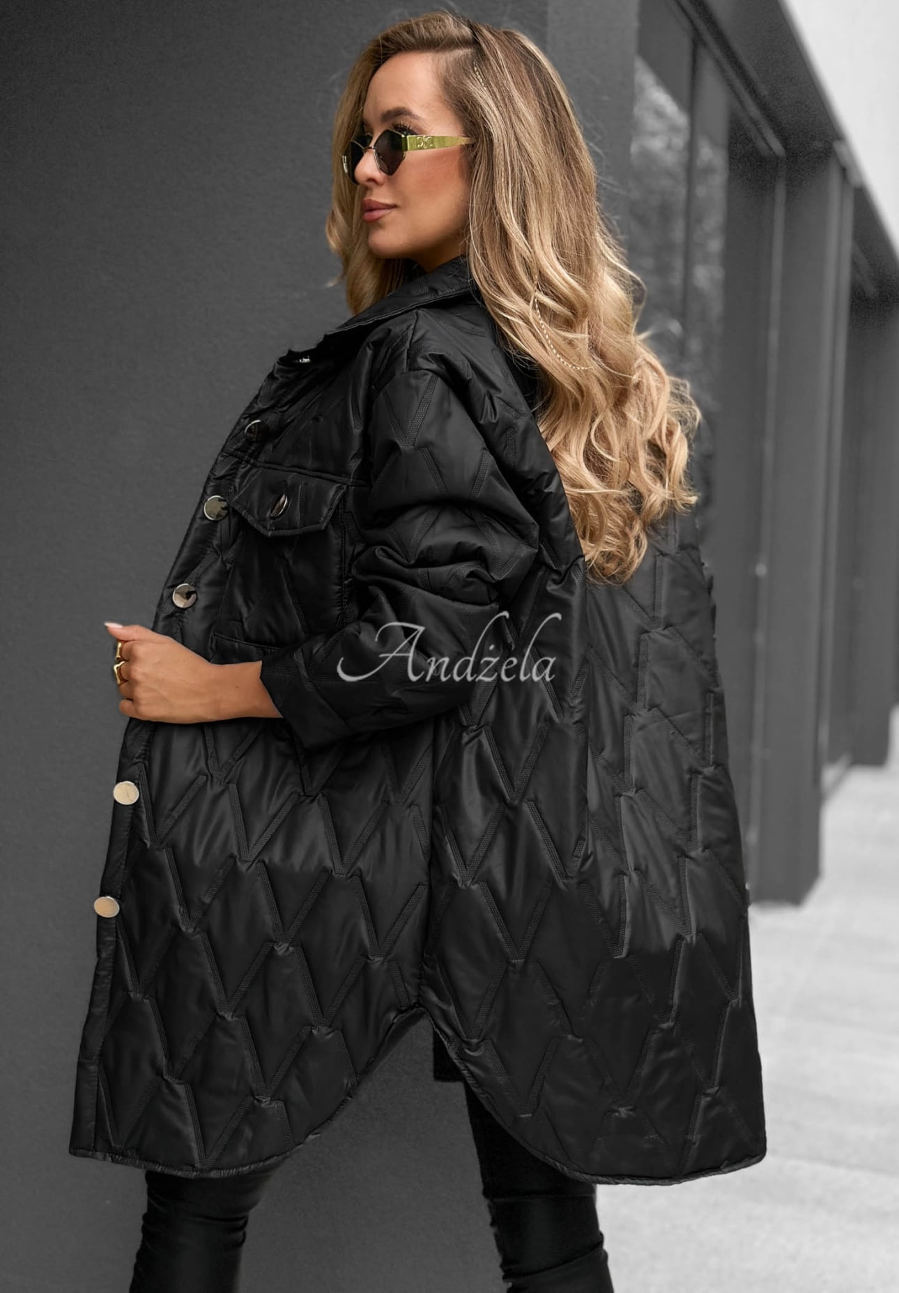 Lange Steppjacke mit Taschen Alpine Whisper Schwarz