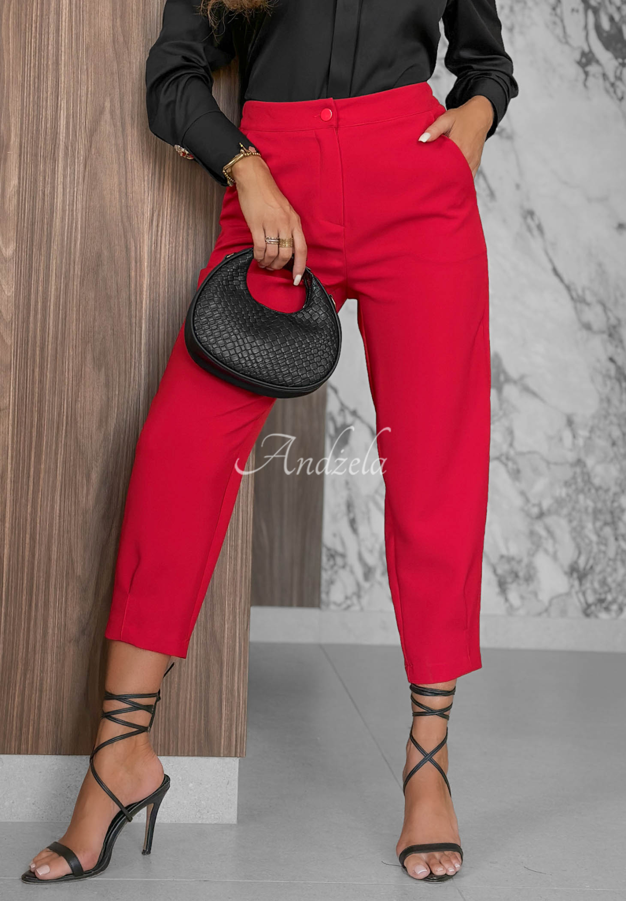Elegante Zigarettenhose aus Viskose Laura Rot