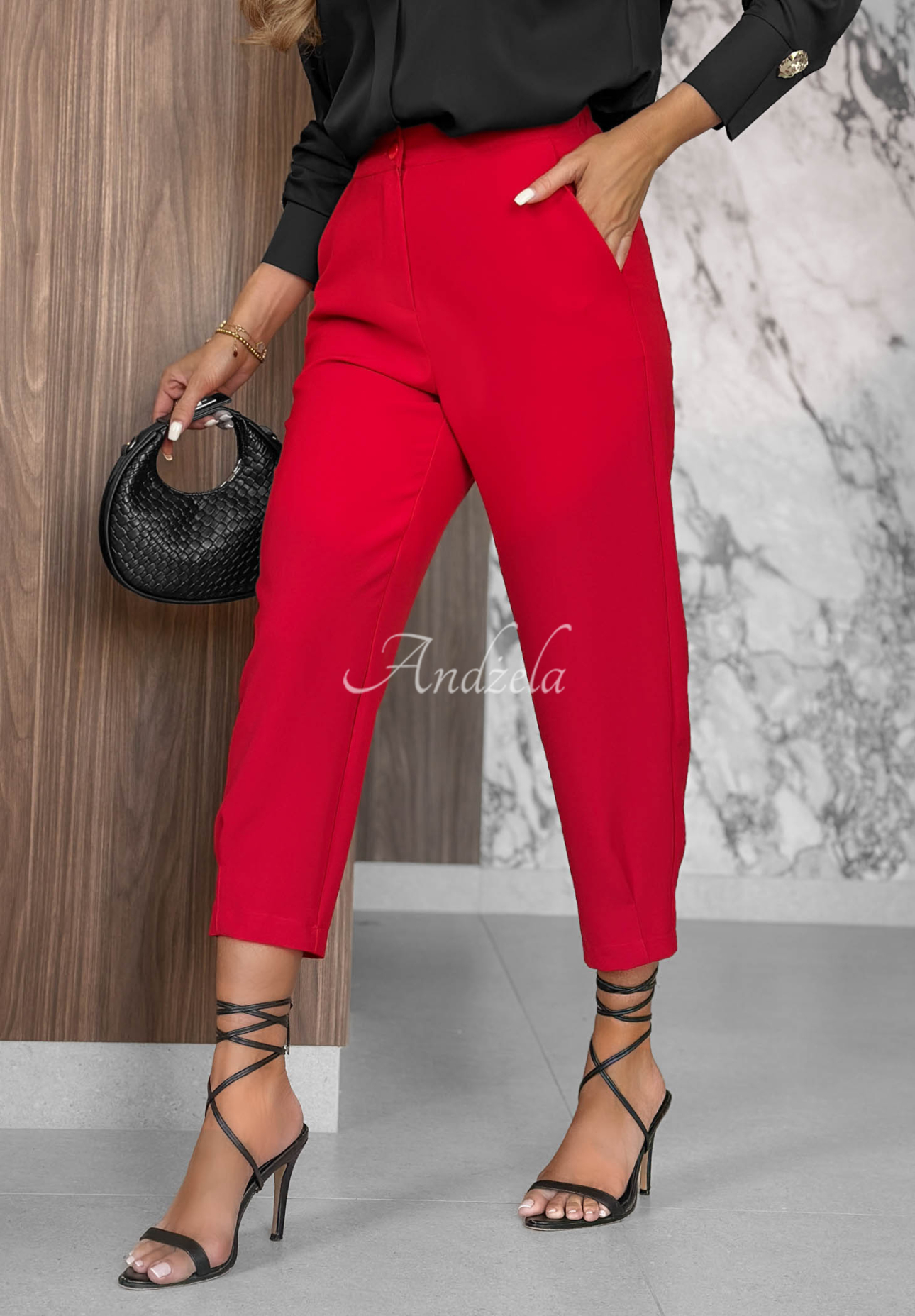 Elegante Zigarettenhose aus Viskose Laura Rot