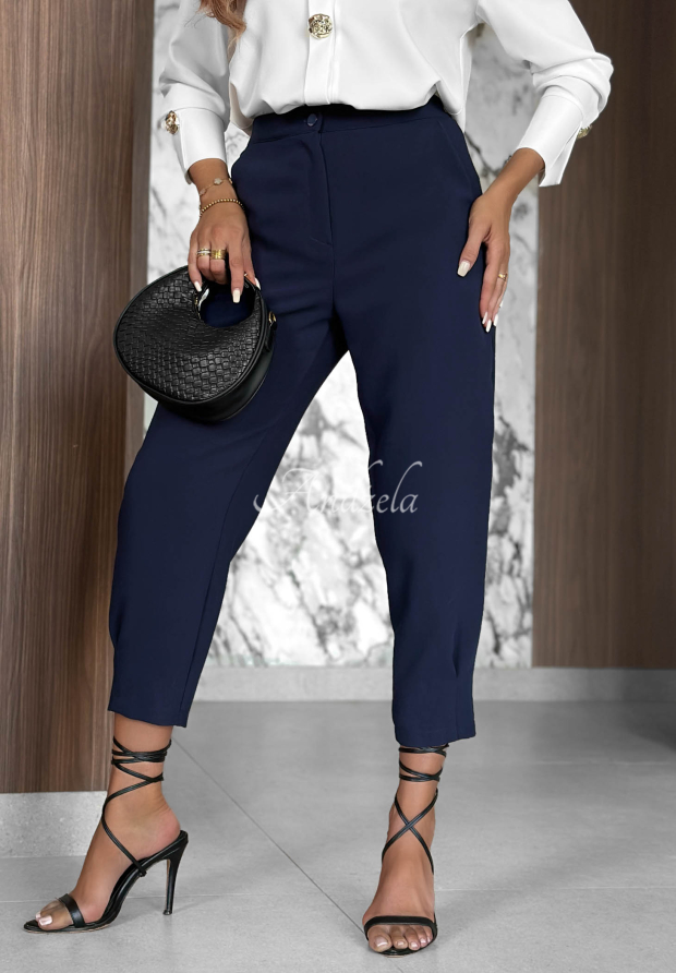 Elegante Zigarettenhose aus Viskose Laura Dunkelblau