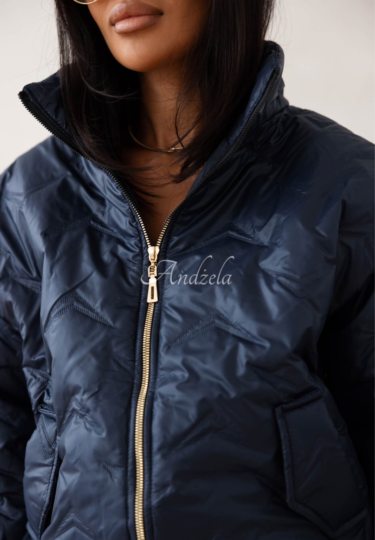 Kurze, gesteppte Bomberjacke Drizzle Days Dunkelblau