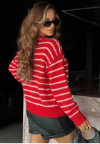 Krótki Cardigan w paski z zapięciem Stripe Season Schokoladenbraun