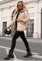Pikowana Jacke z kapturem Autumn Escape Beige