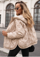 Pikowana Jacke z kapturem Autumn Escape Beige