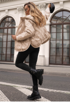 Pikowana Jacke z kapturem Autumn Escape Beige