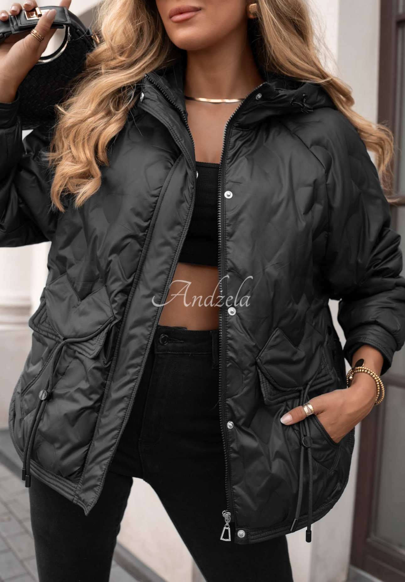 Gesteppte Jacke mit Kapuze Autumn Escape Schwarz