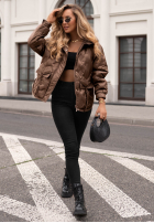 Pikowana Jacke z kapturem Autumn Escape Beige